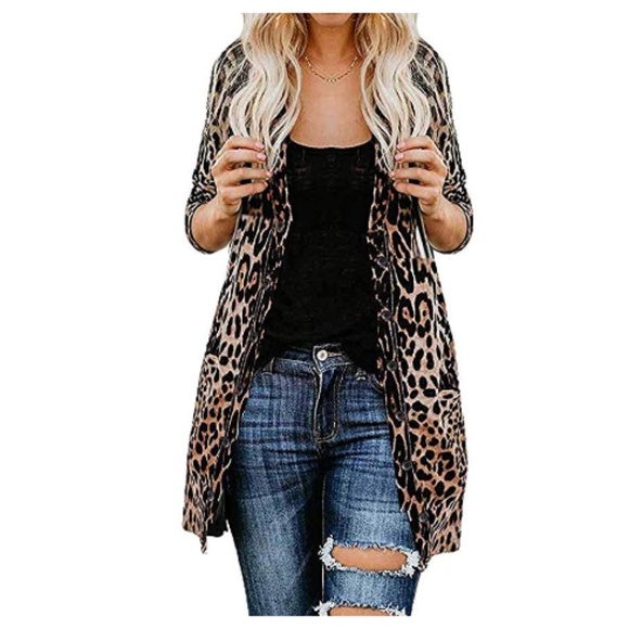 Sweaters - Women Leopard Printed Button Down Cardigans Shirt